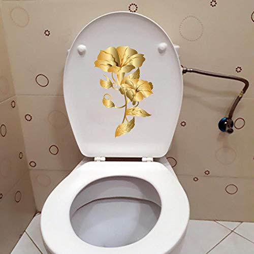 SHMAZ WC Deckel Aufkleber 14 * 21.9Cm Kreative Golden Morning Glory Home Schlafzimmer Wanddekoration Toilettensitz Aufkleber von SHMAZ