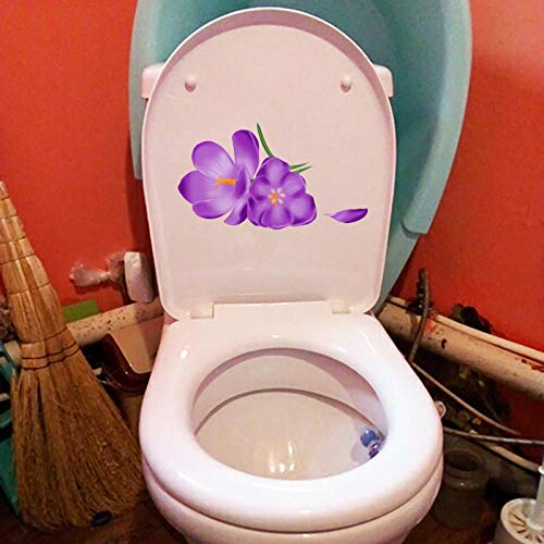 SHMAZ WC Deckel Aufkleber 24,5 * 14Cm Lila Blumen Cartoon Zimmer Wandtattoo Aufkleber Toilette Toilette Aufkleber von SHMAZ