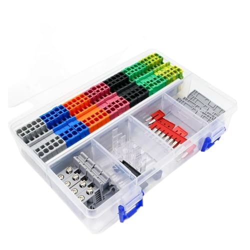 1 Satz ST2.5 DIN-Schienen-Federkontaktklemmenblock-Kit Endkappenstopper Plug-in-Jumper-Brücke Markierungsstreifen Montagebaugruppen 12AWG von SHMKBDPF