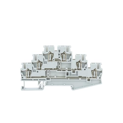 10 Stück ST2.5-3L Dreifach-Federkäfig-Hutschienenverbinder 6 Anschlüsse 2,5 mm² 28-14 AWG Elektrische Reihenklemmen ST 2.5-3L(ST2.5-3L GRAY) von SHMKBDPF