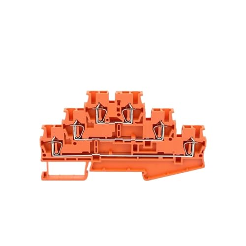 10 Stück ST2.5-3L Dreifach-Federkäfig-Hutschienenverbinder 6 Anschlüsse 2,5 mm² 28-14 AWG Elektrische Reihenklemmen ST 2.5-3L(ST2.5-3L ORANGE) von SHMKBDPF