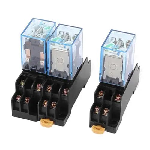 3 Stück HH52P DC 24 V Spulenspannung 8-poliges DPDT-Leistungselektromagnetisches Relais mit Sockel 3 Stück HH52P DC 24 V Spulenspannung 8-poliges DPDT-Leistungselektromagnetisches Relais mit Sockel von SHMKBDPF