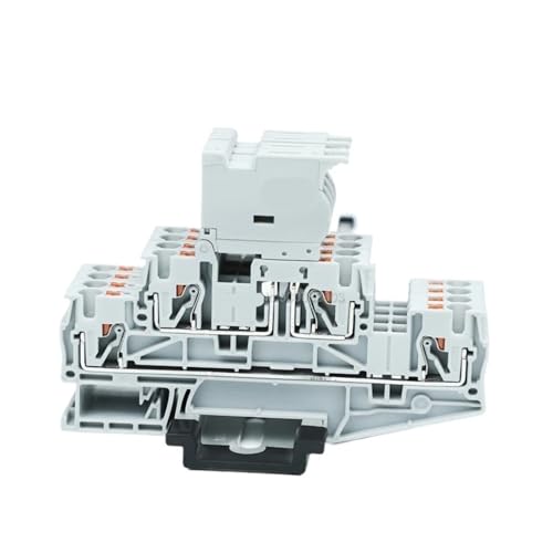 5 stücke PTTB4-HESI Doppel Deck Sicherungshalter Terminal Block DIN Schiene 4mm² 4 Draht Stecker PTTB 4-HESILED 5 * 20mm Sicherung 24V/220V LED(Gray-With 220V LED,With 3A Fuse) von SHMKBDPF
