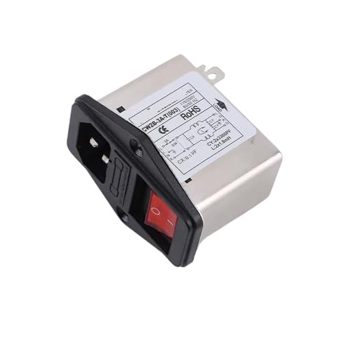 SHMKBDPF CW2B-10A-T 003 Einphasen-AC-Steckdose, Netzfilter, störungsfrei, 220 V, roter Schalter mit Sicherung(CW2B -3A -T -003) von SHMKBDPF