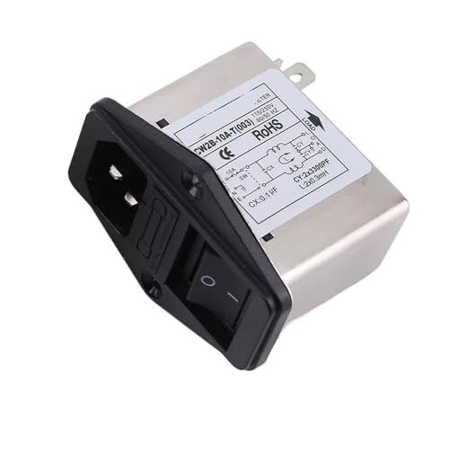 SHMKBDPF CW2B-10A-T 003 Einphasen-AC-Steckdose, Netzfilter, störungsfrei, 220 V, schwarzer Schalter mit Sicherung(CW2B-10A-T 003) von SHMKBDPF