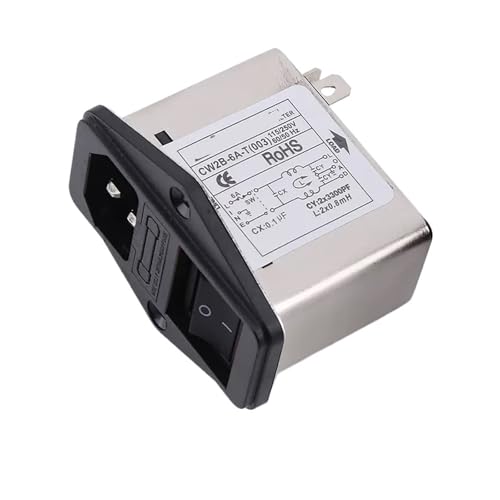 SHMKBDPF CW2B-10A-T 003 Einphasen-AC-Steckdose, Netzfilter, störungsfrei, 220 V, schwarzer Schalter mit Sicherung(CW2B-6A-T 003) von SHMKBDPF