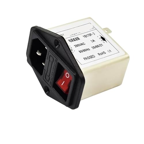 SHMKBDPF YB170P-1A/3A/6A/10A Steckdose + Einzelsicherung + Rotlicht-Schaltnetzteilfilter 220V/250V(YB170P-3A) von SHMKBDPF
