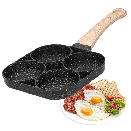 4 Loch Bratpfanne, Spiegeleierpfanne, Pfannkuchentopf, Minerale Silikate, Antihaft Kochgeschirr, für Zum Braten von Eiern, Pfannkuchen, Steak, Schinkenwürsten, Frühstück, Gasherd, Induktionsherd von SHMLY