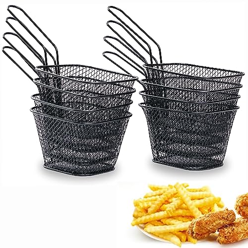 8 Stück Pommes Frites Gitter, Bratkorb aus Edelstahl, Lebensmittel Pommes Frites Korb, Kohlenstoffstahl, für Pommes Frites, Zwiebelring, Hühnerflügel, Gebratener Korb, Snack Frittierter Korb von SHMLY