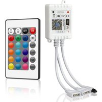 12 V-24 V WiFi RGB LED-Controller, MINI-LED-Controller mit 24-Tasten-IR-Fernbedienung für 5050 3528 LED-Streifen, kompatibel mit Alexa, Google von SHMSHNG