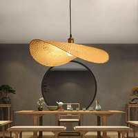 1er-Set handgewebte Bambus-Pendelleuchte, Einzelhut-Kronleuchter, Deckenleuchte, natürlicher Bambus-Kronleuchter für Esszimmer, Teestube, Restaurant von SHMSHNG
