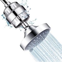 Feststehender Duschkopf + 15-stufiger Anti-Kalk-Duschfilter mit Vitamin c – Duschfilter mit hohem Durchfluss zum Entfernen von Chlor und Fluorid – von SHMSHNG