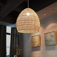 Shmshng - Kronleuchter, Rattanlampe Pendelleuchte Vintage Hängelampenschirm E27 Esszimmer Cafe Restaurant Dekor Pendelleuchte,35x35cm von SHMSHNG