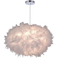 Moderner Pendelleuchter, ovale Pendelleuchte mit weißen Federn, für Schlafzimmer, ø 40 cm, Höhe 25 cm – RWSuspension Moderner Pendelleuchter, ovale Pendelleuchte mit weißen Federn, für Schlafzimmer, ø 40 cm, Höhe 25 cm – RWSuspension von SHMSHNG
