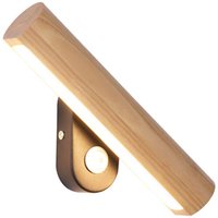 Led Wandleuchte Holz mit Schalter, 350° schwenkbar Bettlampe 4W weiß, 32cm für Wohnzimmer Schlafzimmer Flur Treppenhaus [Energieklasse a+] von SHMSHNG