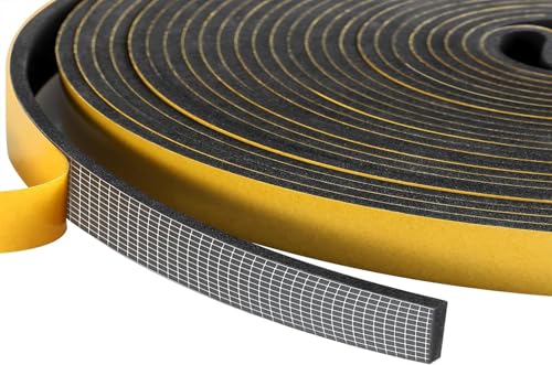 Dichtungsband Selbstklebend für Türen Fenster, 10mm(B) x6mm(D)/10m(L) Türdichtung Selbstklebendes Fensterdichtung Gummi Schaum Siegel Anti-Kollision Streifen Schalldämmung Dichtungsband Schwarz von SHOCHX