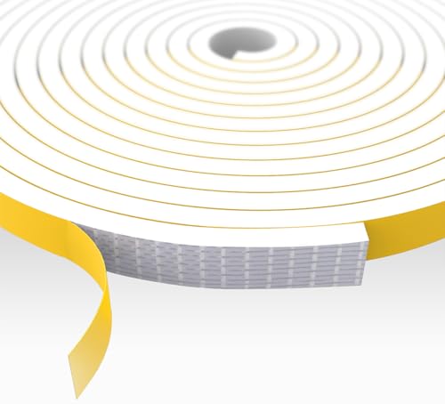 Dichtungsband Selbstklebend für Türen Fenster, 10mm(B) x6mm(D)/10m(L) Türdichtung Selbstklebendes Fensterdichtung Gummi Schaum Siegel Anti-Kollision Streifen Schalldämmung Dichtungsband Weiß von SHOCHX
