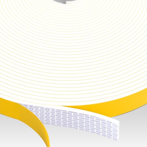 Dichtungsband Selbstklebend für Türen Fenster, 12mm(B) x3mm(D)/15m(L) Türdichtung Selbstklebendes Fensterdichtung Gummi Schaum Siegel Anti-Kollision Streifen Schalldämmung Dichtungsband Weiß von SHOCHX