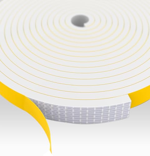 Dichtungsband Selbstklebend für Türen Fenster, 25mm(B) x10mm(D)/4m(L) Türdichtung Selbstklebendes Fensterdichtung Gummi Schaum Siegel Anti-Kollision Streifen Schalldämmung Dichtungsband Weiß von SHOCHX