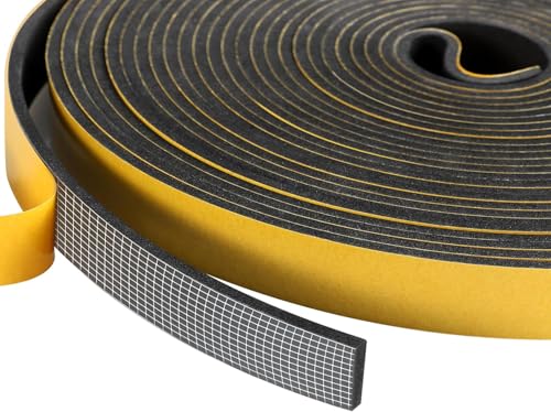 Dichtungsband Selbstklebend für Türen Fenster, 6mm(B) x1.5mm(D)/20m(L) Türdichtung Selbstklebendes Fensterdichtung Gummi Schaum Siegel Anti-Kollision Streifen Schalldämmung Dichtungsband Schwarz von SHOCHX