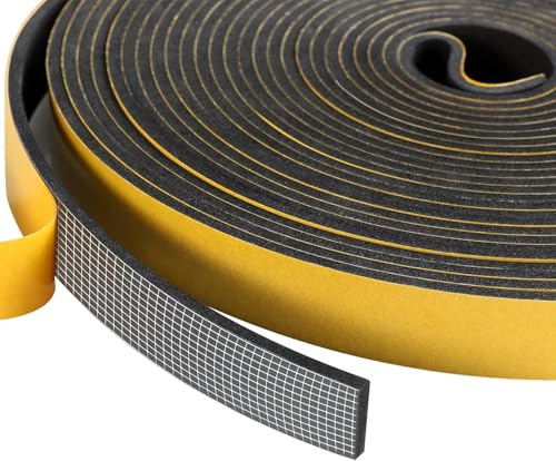 Dichtungsband Selbstklebend für Türen Fenster, 9mm(B) x3mm(D)/10m(L) Türdichtung Selbstklebendes Fensterdichtung Gummi Schaum Siegel Anti-Kollision Streifen Schalldämmung Dichtungsband Schwarz von SHOCHX