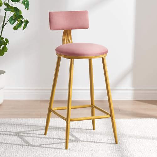 SHOCOKO Samt Barhocker, 24"/29" Rosa Counter Höhe Barhocker mit Rücken (Barhocker) von SHOCOKO