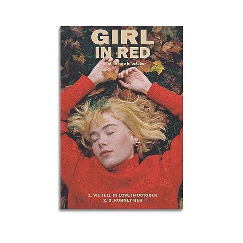 SHOKHI Poster mit Aufschrift "Girl in Red We Fell in Love in October", Musikposter, dekoratives Gemälde, Leinwand-Wandposter und Kunstdruck, modernes Familienschlafzimmer-Dekor-Poster, 30 x 45 cm von SHOKHI