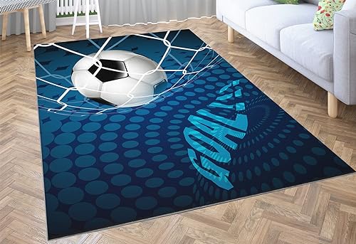 SHOMEY 3D Teppich Blauer Fußball 120x170 cm Boden Matte Wohnzimmer Area Teppiche Weiche Schlafzimmer Teppich Für Kinder Jungen Mädchen Toilettenmatte Toormat von SHOMEY