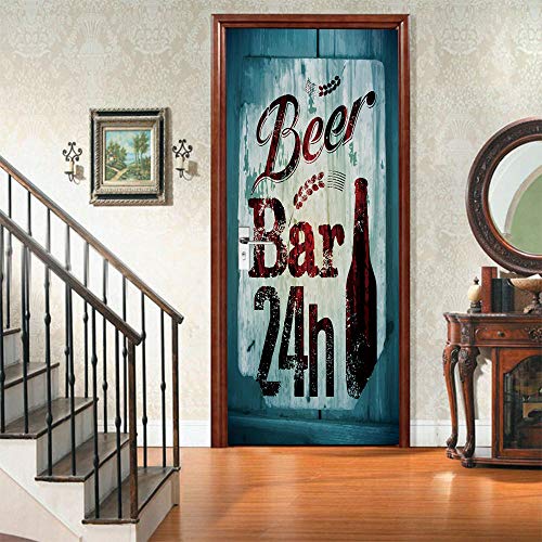 SHOMEY 3D Türaufkleber Bar 77 x 200 cm PVC Selbstklebende Wasserdichte Abnehmbare Art Decals für Dekoration Wandbild von SHOMEY