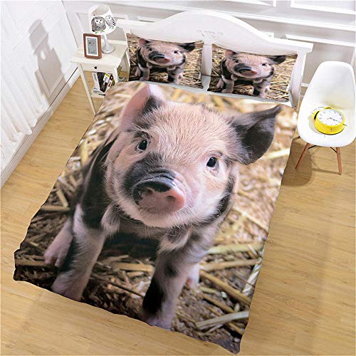 SHOMEY Bettwäsche Set 3D Schwein Bettbezug 135 x 200 cm und Kissenbezug 80 x 80 cm für Kinder Boy Mikrofaser von SHOMEY