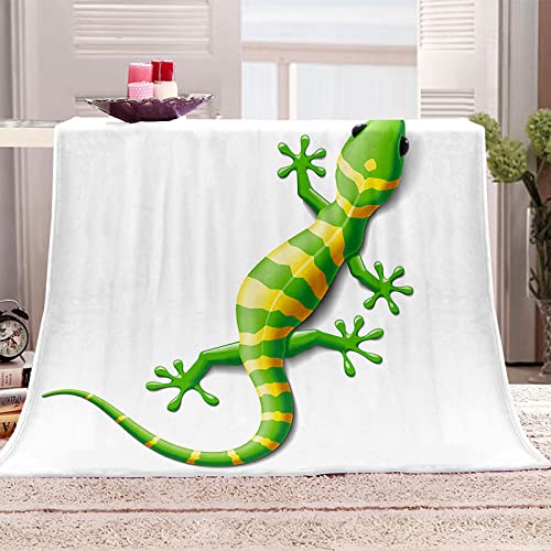 SHOMEY Flanelldecke Gecko 70x100 cm 3D-Digitaldruck Kuscheldecke, Tagesdecke, Kinderdecke, Weich Wohndecke, Sofadecke Decke Für Kinder Jungen Erwachsene von SHOMEY