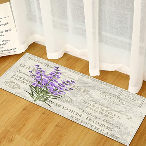 SHOMEY Küchenteppich Lavendel 60x120 cm Küchenläufer küchenteppich waschbar rutschfest Bad Teppich läufer Flur badematte von SHOMEY