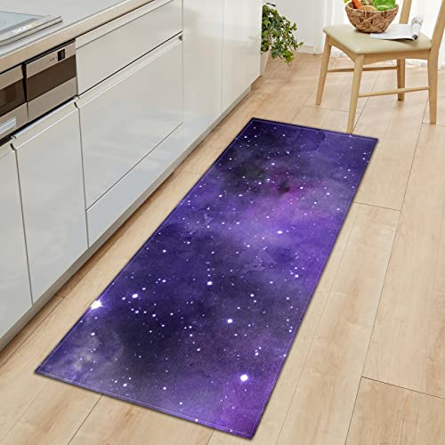 SHOMEY Küchenteppich lila Sternenhimmel 60x150 cm Küchenläufer küchenteppich waschbar rutschfest Bad Teppich läufer Flur badematte von SHOMEY