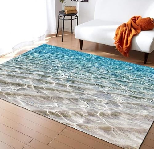 SHOMEY Teppich Wohnzimmer, Strand Meerwasser 140x200 cm rutschfeste Kurzflor Teppich Bodenmatte Fußmatten Gymnastikmatte Wurf Kinderspiel Krabbel Matte Dekoration Carpets von SHOMEY