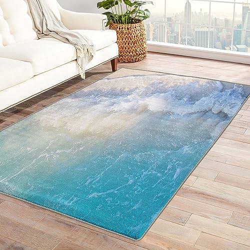 SHOMEY Teppich Wohnzimmer Blaues Meer 60x120 cm Fluffy Ultraweich Dicker Waschbar rutschfest Küchenteppich für Schlafzimmer Terrasse Wohnzimmer Teppiche von SHOMEY