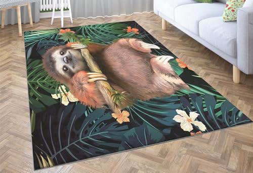 SHOMEY Teppich Wohnzimmer Faultier 160x230 cm Home Kurzflor Teppich, Teppich Waschbar, Teppich Flauschig, Schlafzimmer Teppich, Weicher Teppich von SHOMEY