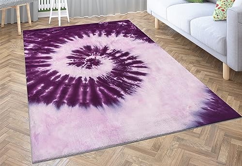 SHOMEY Teppich Wohnzimmer Kurzflor Lila Wirbel 80x150 cm Schlafzimmer Teppich Flauschiger, Waschbar Teppich Groß für Arbeitszimmer, Büro,Super Weich, Anti-Rutsch von SHOMEY