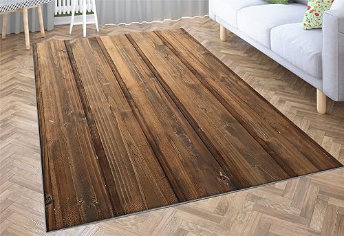 SHOMEY Teppich Wohnzimmer Kurzflor Planke 80x150 cm Schlafzimmer Teppich Flauschiger, Waschbar Teppich Groß für Arbeitszimmer, Büro,Super Weich, Anti-Rutsch von SHOMEY