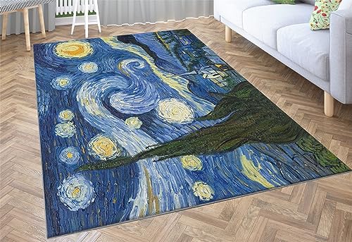 SHOMEY Teppich Wohnzimmer Kurzflor Sternenklarer Himmel 60x120 cm Weicher Flauschig Flanell Teppich Waschbar Modern In & Outdoor Teppich für Schalfzimmer Esszimmer Garten Terasse von SHOMEY