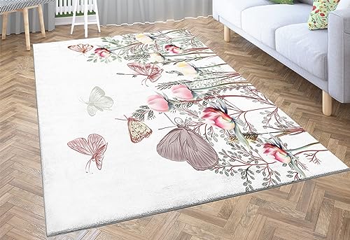 SHOMEY Teppich Wohnzimmer Kurzflor Stiefmütterchen 60x120 cm Weicher Flauschig Flanell Teppich Waschbar Modern In & Outdoor Teppich für Schalfzimmer Esszimmer Garten Terasse von SHOMEY