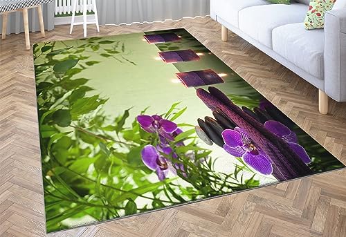 SHOMEY Teppich Wohnzimmer Orchideenkerze 60x120 cm Fluffy Ultraweich Dicker Waschbar rutschfest Küchenteppich für Schlafzimmer Terrasse Wohnzimmer Teppiche von SHOMEY