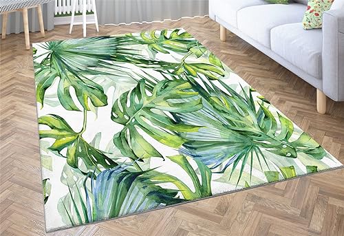 SHOMEY Teppiche für Wohnzimmer Schlafzimmer Monstera-Blätter 120x170 cm Dekor Teppich Weiche Flanell Kinderzimmer Spielbereich Teppiche Küche Korridor Esszimmer Bodenmatte von SHOMEY