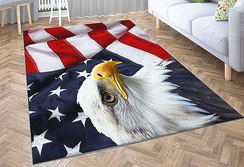 SHOMEY Teppiche für Wohnzimmer Schlafzimmer Weißkopfseeadler 120x170 cm Dekor Teppich Weiche Flanell Kinderzimmer Spielbereich Teppiche Küche Korridor Esszimmer Bodenmatte von SHOMEY