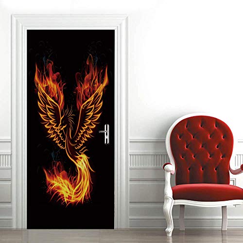 SHOMEY Türaufkleber Türtapete Selbstklebend Flammen Drache 77 x 200 cm 3D Türposter Fototapete Türfolie wasserdichte Abnehmbare Türtapete Innentür Schlafzimmer Home Deko von SHOMEY