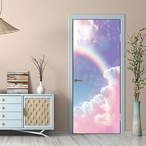 SHOMEY Türaufkleber Türtapete Selbstklebend Regenbogen 90 x 200 cm 3D Türposter Fototapete Türfolie wasserdichte Abnehmbare Türtapete Innentür Schlafzimmer Home Deko von SHOMEY