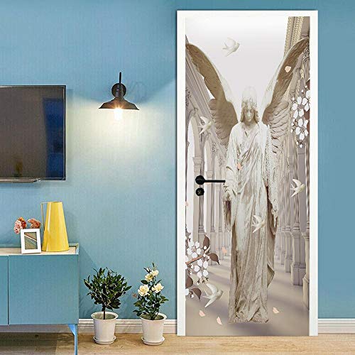 SHOMEY Türaufkleber Türtapete Selbstklebend Relief Engel 80 x 210 cm 3D Türposter Fototapete Türfolie Poster Abnehmbare Türtapete Innentür Küche Bad Home Deko von SHOMEY