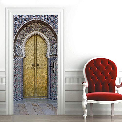 SHOMEY Türaufkleber Wandgemälde Marokkanische klassische Tür 80 x 210 cm Kinderzimmer Fototapete Türfolie 3D Decoration Aufkleber PVC Selbstklebend Für Schlafzimmer Fototapete von SHOMEY