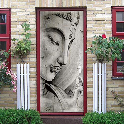 SHOMEY Türtapete Selbstklebend Graue Meditation 90 x 200 cm Türposter Türaufkleber Fototapete Türfolie Türtapete 3D Tür Aufkleber Wand-deko Dekoration von SHOMEY