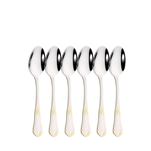 Besteck-Sets Vintage Gold Geschirr 18 10 Edelstahl Geschirr Set Besteck Küche Besteck 6Pcs Teelöffel von SHOORR