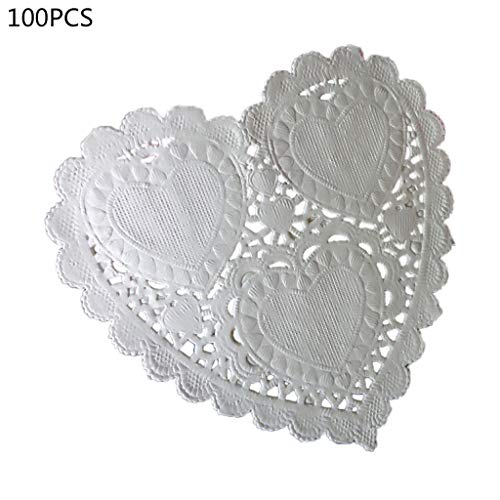 100 Teile/satz 4 Zoll 10 Cm Herz Papier Deckchen Weiße Deckchen Tischset Kinder Silikon Tischset von SHOOYIO